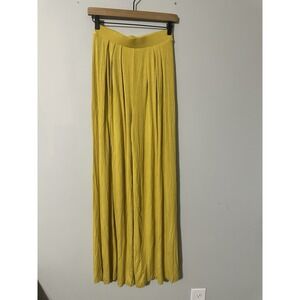 J.LUX LABEL Mustard Yellow Pleated Wide Leg Palazzo Trousers Size S Viscose